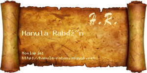 Hanula Rabán névjegykártya